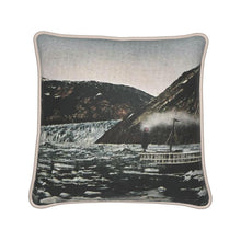 Load image into Gallery viewer, Alaska Juneau Taku Inlet Steamship Silk Pillow