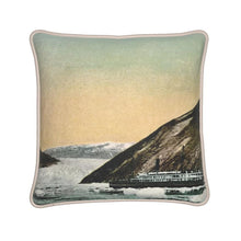 Load image into Gallery viewer, Alaska Juneau Taku Glacier Steamship Silk Pillow