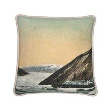 Load image into Gallery viewer, Alaska Juneau Taku Glacier Steamship Silk Pillow