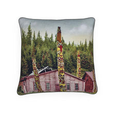 Load image into Gallery viewer, Alaska Ketchikan Haidi Totem poles and residence 1920s Luxury Pillow