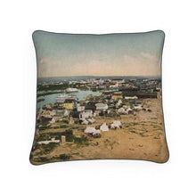 Load image into Gallery viewer, Alaska Nome Birdseye View of Gold Rush Luxury Pillow
