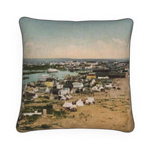 Load image into Gallery viewer, Alaska Nome Birdseye View of Gold Rush Luxury Pillow