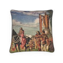 Load image into Gallery viewer, Hawaii Oscar Strobel Celebrating Kamehameha Day June 1954 Luxury Pillow