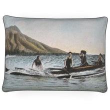 Load image into Gallery viewer, Hawaii Oahu Honolulu Canoe Surf Riding 1910 Hawaii Oahu Honolulu Canoe Surf Riding 1910 Luxury Pillow