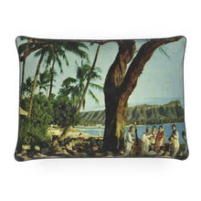Load image into Gallery viewer, Hawaii Oahu Honolulu Diamond Head Terrace of the Halekulani Hotel Territorial Luxury Pillow