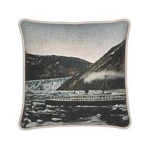 Load image into Gallery viewer, Alaska Juneau Taku Inlet Steamship Silk Pillow
