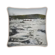 Load image into Gallery viewer, Alaska Fairbanks Navigating Under Difficulties 1910 Silk Pillow
