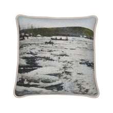 Load image into Gallery viewer, Alaska Fairbanks Navigating Under Difficulties 1910 Silk Pillow
