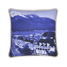 Load image into Gallery viewer, Alaska Juneau Governors Mansion Blue Silk Pillow
