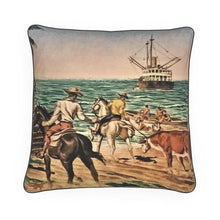 Load image into Gallery viewer, Hawaii Oscar Strobel In Kanaka cow country loading steers on steamers October 1954 Luxury Pillow
